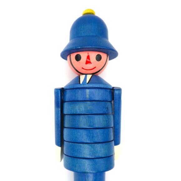 Vintage Czechoslovakia Wooden Stacking Policeman Toy Mid Century Modern Figure - Picture 2 of 10